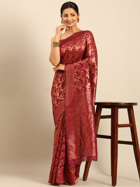 Deeva Sarees Magenta Cotton Saree